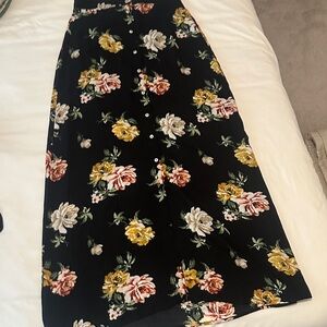 BP Black Maxi Skirt with Floral Design